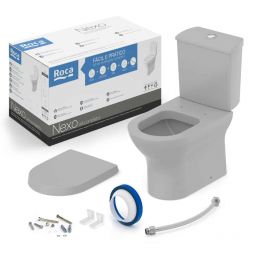 Kit de bacia com caixa acoplada com assento termofixo e itens de instalação Nexo