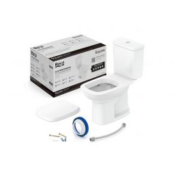 Kit de bacia com caixa acoplada e itens de instalação Square