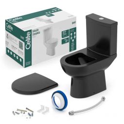 Kit de bacia com caixa acoplada com assento termofixo e itens de instalação Smart