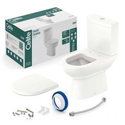 Kit de bacia com caixa acoplada com assento termofixo e itens de instalação Smart