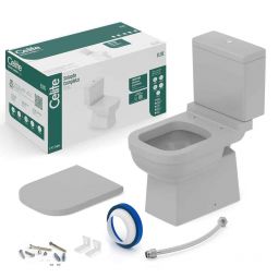 Kit de bacia com caixa, assento termofixo e complementos de instalação Elite